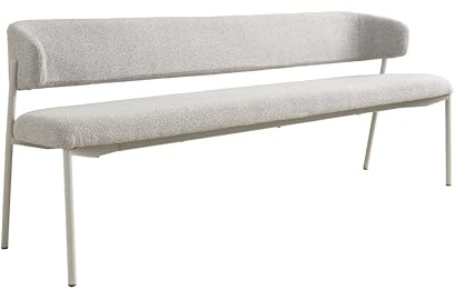 Schöner Wohnen Kollektion Bank Oslo/Bezug in Greige, Gestell in seidengrau/Minimalistisches Design mit hohem Komfortfaktor, Trendiger Bouclé-Bezug/Sitzbank/Esszimmerbank/B 203, H 80, T 56 cm