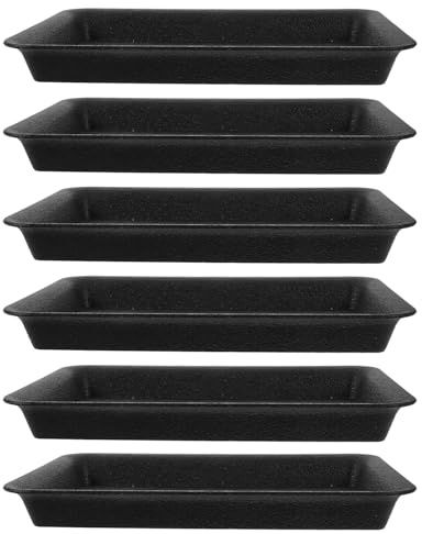 SEWACC 6 Bandejas Rectangulares para Macetas de Plástico Negro Platos Antigoteo para Plantas de Interior y Exterior Bandejas para Jardín sin Agujeros Recogedor de Agua para Jardineras