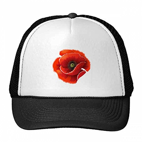 DIYthinker Blumen-Malerei Big Corn Poppy Trucker-Mütze Baseballmütze Nylon Mütze justierbare Kappe Adult Rot