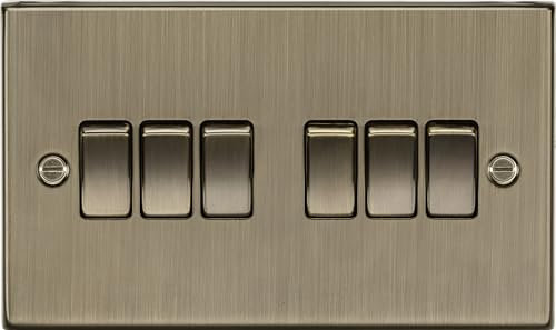 Knightsbridge CS42AB Square Edge Antique Brass 10A 6G 2 Way Plate Switch, 230 V