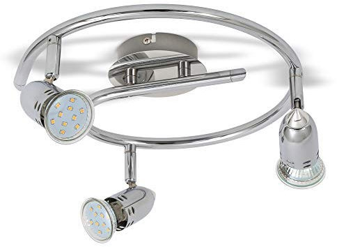 B.K.Licht - Design LED Deckenlampe 6W-12W Deckenlechte 230V Spot-Strahler GU10 modern chrom, Anzahl der Strahler:3