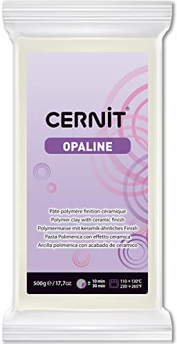 Cernit CE0880500010C - Block Modelliermasse (Polymer) OPALINE, halb transluzent, ofenhärtend, sofort gebrauchsfähig, 500g, ideal für DIY, Schmuck & Figuren, für Einsteiger & Hobbykünstler, Weiß1 Stück