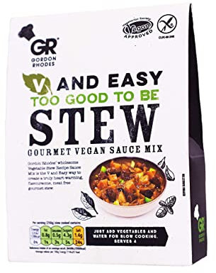Gordon Rhodes' Too Good to Be Stew Gourmet Vegan Sauce Mix is a Wholesome and Hearty Vegan stew. Free from Meat and Gluten, Slow Cook for a Heart-Warming Rich and flavoursome stew.r. (1 x 75gm)