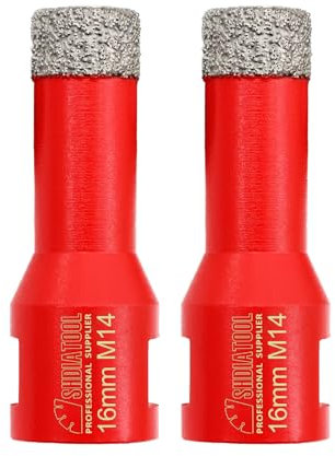 SHDIATOOL Broca de Diamante 2PC 16MM Vacío Soldadura para Perforación en Seco Porcelana Azulejo Granito Mármol M14