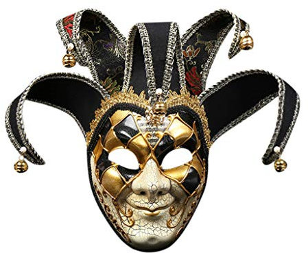 Lazzboy Maskerade Maske Harz Musik Karneval Wand Ostern Dekoration Geschenk Venezianische Gesichtsmaske Joker Fasching Maskenball(Schwarz)