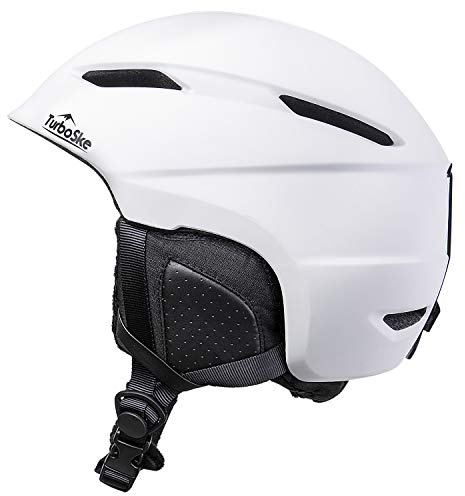 TurboSke Ski Helmet,Snow Sport Helmet,Audio Compatible,Lightweight,White L