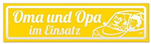 Kiwistar - Autoaufkleber - Oma und Opa im Einsatz V2 invertiert - Hinweis Aufkleber Sticker für Auto, Kfz, Fahrrad, PKW, LKW