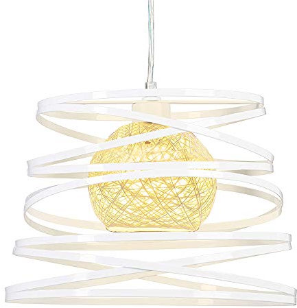 iDEGU Pendelleuchte Vintage Modern Design Spirale Kreativ E27 Innenbeleuchtung Dekoration für Schlafzimmer Wohnzimmer Esszimmer Ø 30 cm weiß
