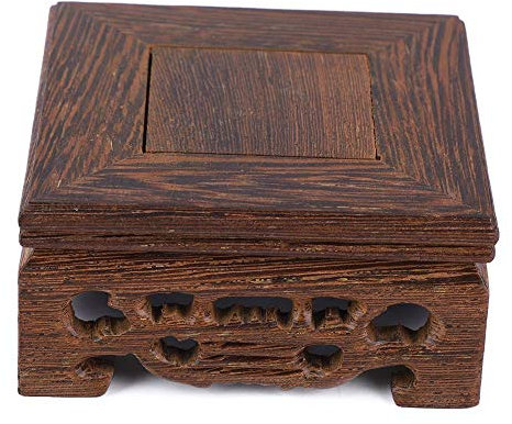 Oumefar Holz Display Base Kleine quadratische Base Bonsai Sockel Vase Stand Display Stand für Home Office Dekoration(8 * 8 * 3,7 cm)