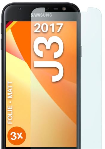 moex FlexProtect matte Schutzfolie für Samsung Galaxy J3 (2017) Displayschutz Folie matt gegen Reflexionen, Anti Reflex Handyfolie mit Sonnenschutz, Kompatibel mit jeder Handyhülle, 3 Stück