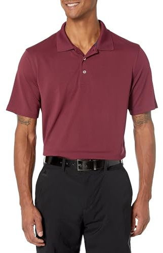 Amazon Essentials Herren Golf-Poloshirt, Feuchtigkeitsableitend Schnell Trocknend, Kurzarm, Burgunderrot, S