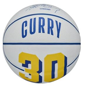 Wilson Basketball, NBA Player Icon Mini, Stephen Curry, Golden State Warriors, Outdoor und Indoor, Größe: 3, Blau/Gelb