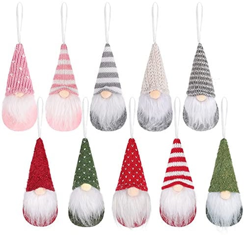 10PCS Christmas Gnome Decoration, Holiday Xmas Handmade Gnomes Christmas Tree Hanging Ornaments Home Decorations Holiday Decor