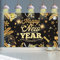 KAINSY Frohes Neues Jahr Banner, 2022 Happy New Year Party Dekoration Banner Hintergrund für Feier und Willkommen 2022 Neujahr Drinnen Draußen, Schwarzes Gold
