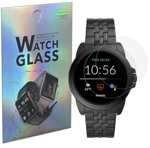 PHONILLICO Verre Trempé pour Fossil Gen 5E 42mm 44mm [Lot de 2] Film Protection Ecran Montre Anti Rayure