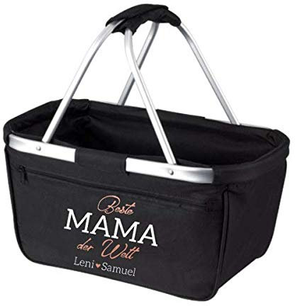 personalisierter Einkaufskorb für die Beste Mama der Welt mit Kindernamen, Geschenk Oma, Geschenk Muttertag, faltbar, Muttertagsgeschenk