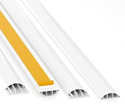 CILSON Kabelkanal Selbstklebender, Halbrunde Kabelführungen, Kabelleiste B x H x L (70mm x 20mm x 80cm, WEIß/White)