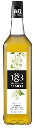 1883 Maison Routin Premium Elderflower Syrup, 1 Litre Glass Bottle | Flavoured Syrup, For Coffee, Tea, Cocktails, Iced Drinks & Desserts, Made with Pure Cane Sugar, No Artificial Colours, Vegan