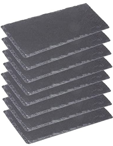 Westmark 8 Naturschiefer-/Servierplatten, mit Kratzschutz, Fläche: je 30 x 10 cm, Schiefer, Tapas + Friends, Anthrazit, 694222E3
