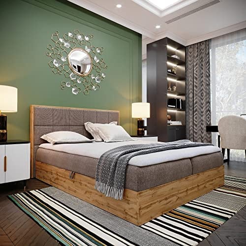 LOFT 2 Boxspringbett Doppelbett - Das Perfekte Bett für Ihr Schlafzimmer. 180x200cm Mit Bonellmatratze, Bettkasten für Bettwäsche und Topper. Mit Kopfteil. (Braun, 180x200)