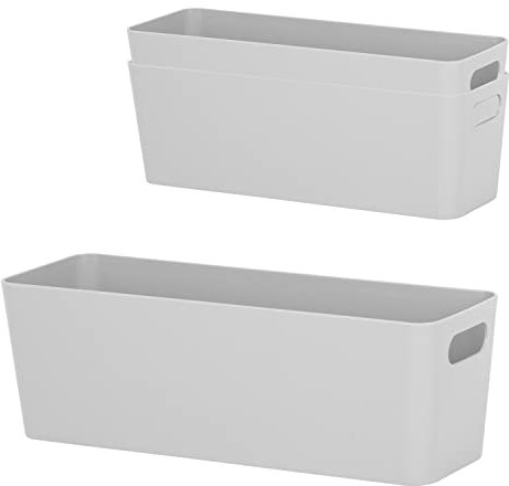 3X Ordnungsbox - 10 cm hoch - GRAU - für Flaschenregaleinsatz Würfelregal - 30x10x10cm - 2 Liter - Ordnungskorb - Organizerbox - Ordnungssystem Kunststoff - Aufbewahrung