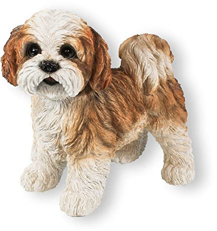 colourliving Hunde Figur Shih Tzu Welpe sitzend und stehend Hund Tierfigur lebensecht wirkende Hundefiguren (stehend)