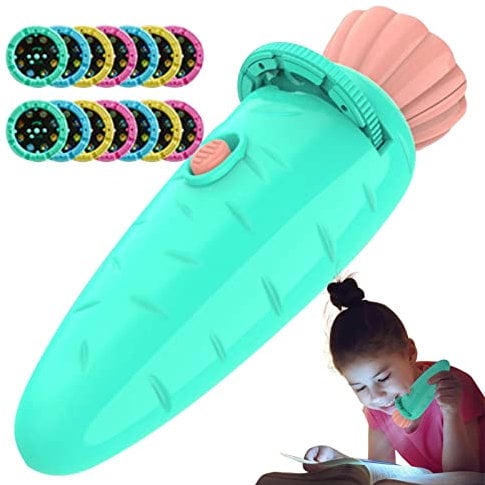 Ailopta Projector Flashlights for Kids - Kids Projector Torches Animal Cute Carrot Shape - Educational Learning Night Light with Clear Images for Children, Kids, Boys, Girls