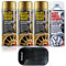4TRESS E-Tech 3 x 400ml Drift Gold Chip Resistant Alloy Wheel Spray Paint, 1 x Clear Lacquer Car Alloy Wheel Paint (4 Cans In Total) Non Slip Car Dash Mat