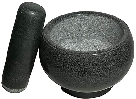 ONOTEC Grand Mortier de Granit Noir et Moulin à Pierres Naturelles pour épices, assaisonnements, pâtes, pestos et Guacamole