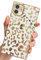 KERZZIL Elegant Compatible with iPhone 11 Square Edge Case, Cute Luxury Leopard Pattern Plating Case Camera Protector Soft TPU Shockproof Protective Corner Back Cover(White)