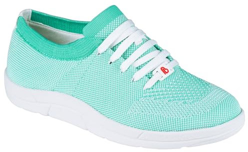 Berkemann Damen ComfortKnit Sneaker Textil Wide Fußbett: herausnehmbar 6,0 ComfortKnit mintgrün/weiß