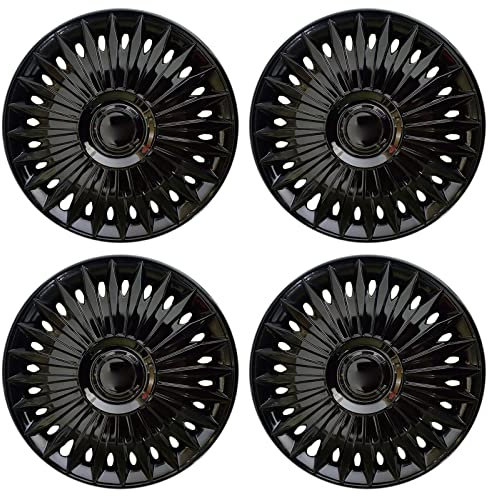 COYOUCO Radverkleidungen Satz Von 4 Radkappe 14 Zoll Rad Radkappe Abdeckung Universal Auto Felge Felge Dekorative Abdeckung Radkappe Für Auto Auto Refit Zubehör,Schwarz,15 inch