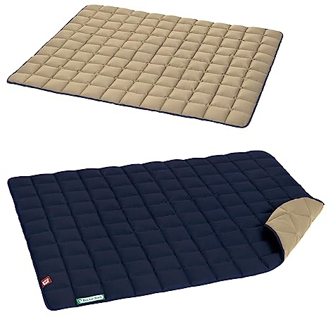 Doctor Bark Hundedecke – weiche, hochwertige Hundematte für große Hunde, robuste Indoor-Outdoor Liegedecke, waschbar bis 95 °C (Gr. XL, 120x100 cm, Goldbraun-Königsblau)