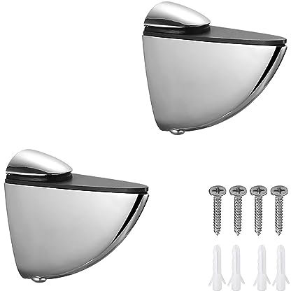 Adjustable Glass Shelf Bracket, Zinc Alloy Glass Shelf Support Wall Mounted Metal Glass Clamp Solid Glass Clamp for 3-20 mm Thickness Shelf (2PCS)