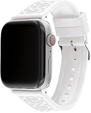 Coach Correa para Apple Watch, compatible con Apple Watch de 38 mm, 40 mm, 41 mm, 42 mm, 44 mm y 45 mm, correa intercambiable, crea tu estilo único, Blanco, 42mm/44mm/45mm, Correa de silicona