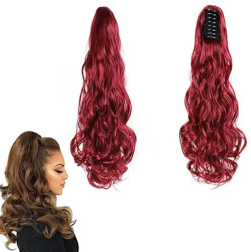 prinfantasy Hair Extensions Haarverlängerungen Zopf Lang Lockige Haarteil Hair Piece Pferdeschwanz Zopf Ponytail Haarverlängerung Synthetische Haarspange für Frauen Dame MW021