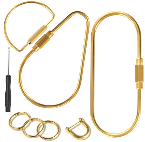 Andibro Schlüsselanhänger Set,3 Stück Gold Schlüsselringe Mit Messing Robuste Drehschnalle Autoschlüssel Organizer Formen Mit 3 Schlüsselringen 1 D Ring 1 Schraubendreh