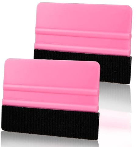 Mabor Kunststoff Rakel Set 2Pcs Pink Folienrakel Rakel für Auto Fensterfolien Aufklebern Kunststoff Filzrakel mit Filzkante