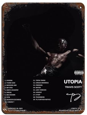 OffsuM Travis Poster Scott Utopia Album Cover Poster (2) Retro Poster Metall Blechschild Chic Art Retro Eisen Malerei Bar Menschen Höhle Cafe Familie Garage Poster Wanddekoration 30 x 40 cm
