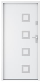 Vente-unique-Puerta de entrada de acero macizo y acero inoxidable de 207 cm de alto x 100 cm de ancho, color blanco - apertura izquierda - TIFANA