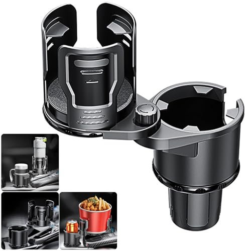 NATGIC Porte-gobelet Double pour Voiture 2 en 1 Multifonction Rotatif à 360° pour la Plupart des Porte-gobelets de Voiture et Organisateur d'intérieur de Voiture (Noir – Petite Taille)