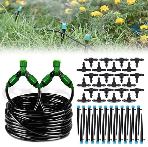 Kit di Irrigazione a Goccia,Sistema di irrigazione da giardino,30M Sistema Irrigazione Giardino,Drip Irrigation Kit di Automatici Regolabili, per tubi a goccia per Orto,Terrazzo, Paesaggio