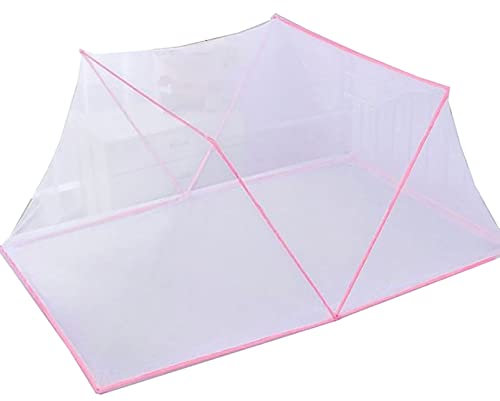 CUTTE Mosquitera Plegable para Cama, Dosel para Cama Doble Individual Tamaño Queen, Dormitorio de Estudiantes Mosquitera de Verano Dosel para Cama Portátil,Pink,190x135x80cm