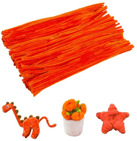 Jodimitty 100 Stück Pfeifenreiniger Pfeifenputzer zum Basteln 30cm x 6mm Flexible Pfeifenputzer Plüsch Pipe Cleaner Bastelmaterial für Kunst Handwerks DIY Projekte (9 - Orange Rot)