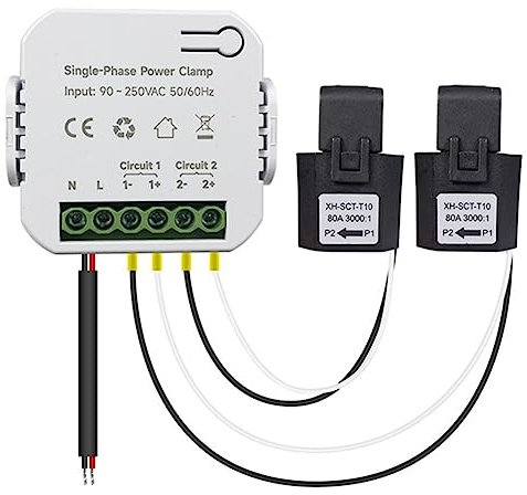 BRIUERG Tuya Smart Zigbee Energy Meter Power Monitor Statistiche Elettriche 80A con Morsetto Trasformatore di Corrente KWh 90-250V(2CT) per Applicazioni Residenziali Che Commerciali