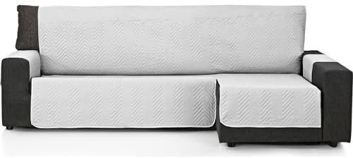 ECOMMERC3 Sofabezug Chaise Long 200 cm, geeignet für Chaise Long Eckteil rechts und Links – Sofabezug Chaise, lang, verstellbar, Grau