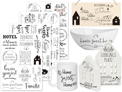 Sugeru Rub On Sticker - 4PCS Set | Sprüche Deko für Geburtstag, Raysin Keraflott, Silikonformen Gießformen, Hochzeit, Familie Folie für Möbel, Glas, Holz, Fotoalbum, Aufkleber Aesthetic (FamilieⅡ)