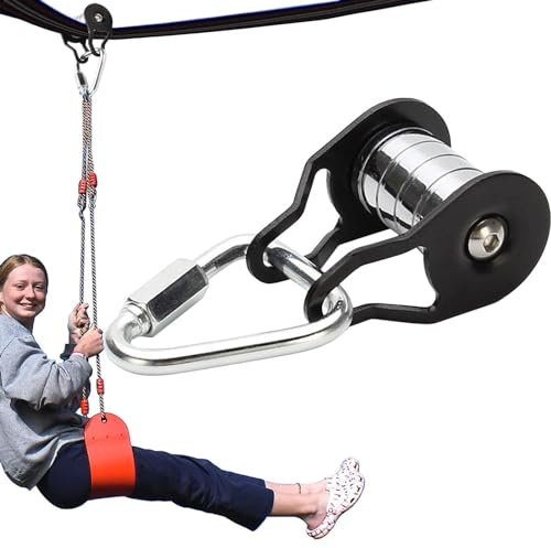 Stahlseilrolle Für Slider Slacklines, Seilrolle Für Slider Slacklin-e, Starke Tragende, Seilrutsche Umlenkrolle Seilrolle Mit Karabiner, Stark Belastbare Gleitrolle Mit 5 Rollen Für Hinterhof, Haus