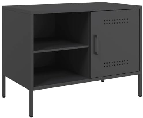 vidaXL Mobile TV Nero 68x39x50,5 cm in Acciaio, supporto TV, credenza TV, mobile HiFi, mobile porta TV, porta TV, mobile multimediale