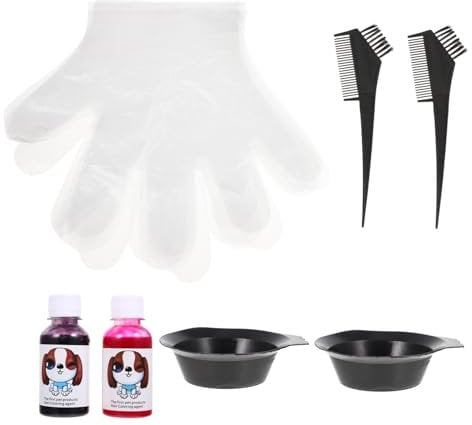 BELLIFFY Auswaschbare Hundehaarfarbe für Welpen, 1 Satz, Rosa